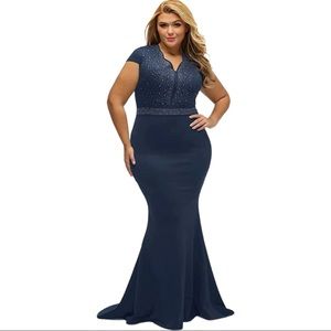 🎉Host Pick 🎉Women’s Lalagen Long Cocktail Evening Dress Navy 4XL